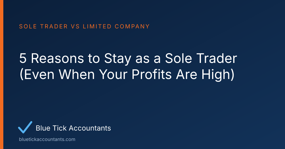Blue Tick Accountants guide: 5 Reasons to Stay as a Sole Trader (Even When Your Profits Are High)